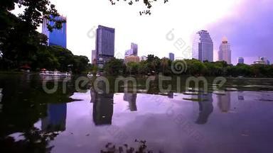 曼谷市<strong>区</strong>景色。 公共花园。 <strong>高清</strong>。 1920x1080